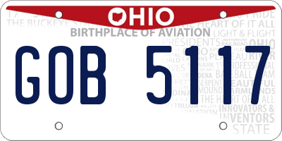OH license plate GOB5117