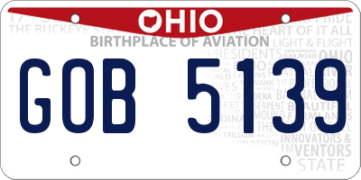 OH license plate GOB5139