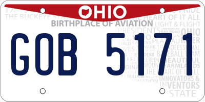 OH license plate GOB5171