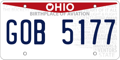 OH license plate GOB5177
