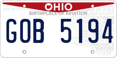 OH license plate GOB5194