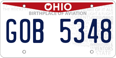 OH license plate GOB5348