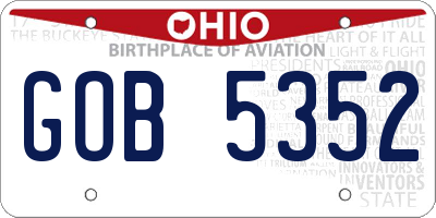 OH license plate GOB5352