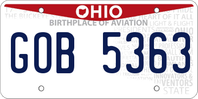 OH license plate GOB5363