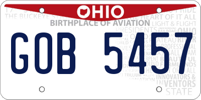 OH license plate GOB5457