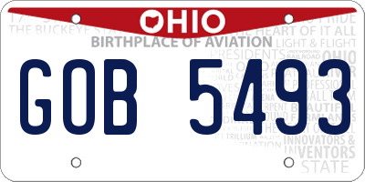OH license plate GOB5493