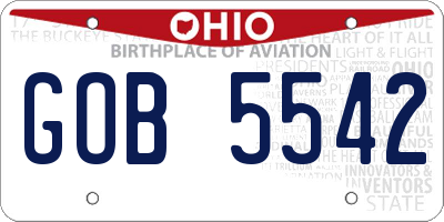 OH license plate GOB5542