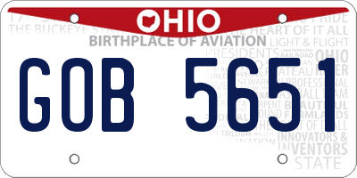 OH license plate GOB5651