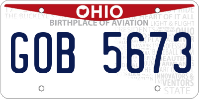 OH license plate GOB5673