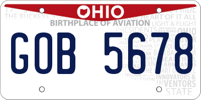 OH license plate GOB5678