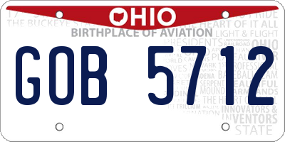 OH license plate GOB5712