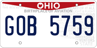 OH license plate GOB5759