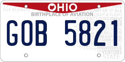 OH license plate GOB5821