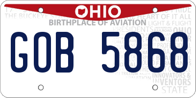 OH license plate GOB5868