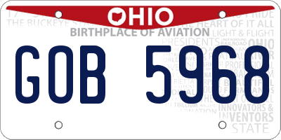 OH license plate GOB5968