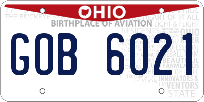 OH license plate GOB6021