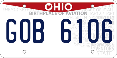 OH license plate GOB6106
