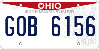 OH license plate GOB6156
