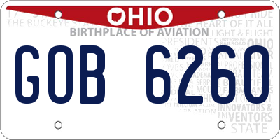 OH license plate GOB6260