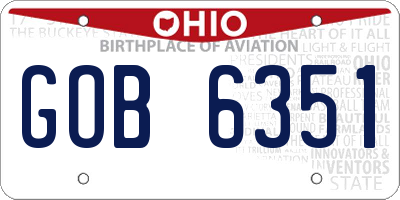 OH license plate GOB6351