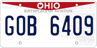 OH license plate GOB6409