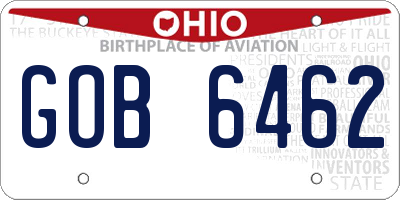 OH license plate GOB6462