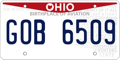 OH license plate GOB6509