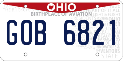 OH license plate GOB6821