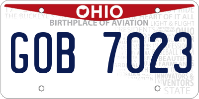 OH license plate GOB7023