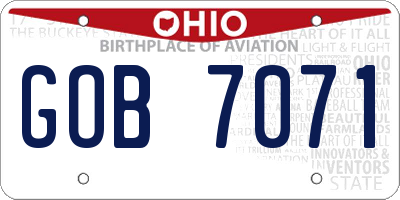 OH license plate GOB7071