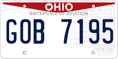 OH license plate GOB7195