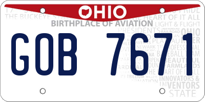 OH license plate GOB7671