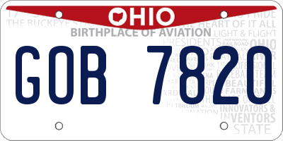 OH license plate GOB7820
