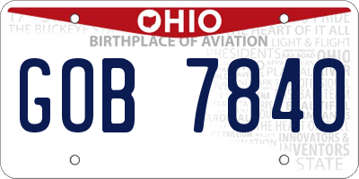 OH license plate GOB7840
