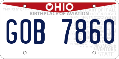 OH license plate GOB7860