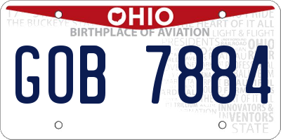 OH license plate GOB7884