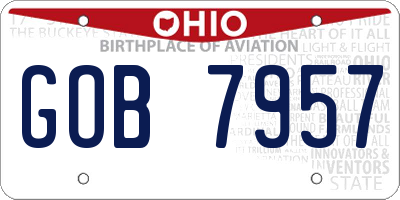 OH license plate GOB7957