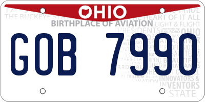 OH license plate GOB7990