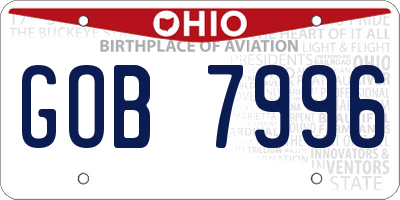 OH license plate GOB7996