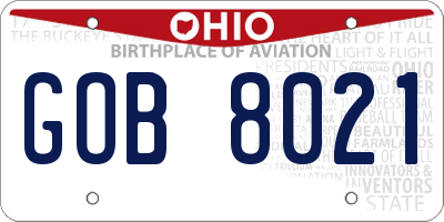 OH license plate GOB8021