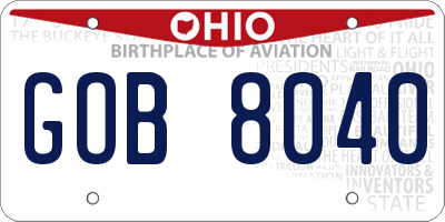 OH license plate GOB8040