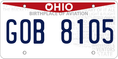 OH license plate GOB8105