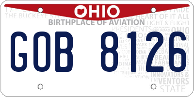 OH license plate GOB8126