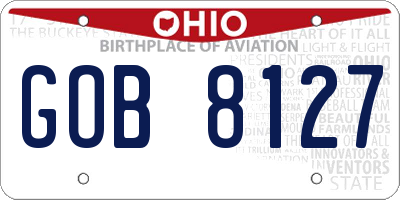 OH license plate GOB8127
