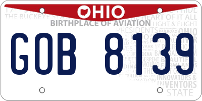 OH license plate GOB8139
