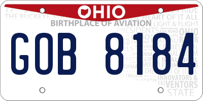 OH license plate GOB8184