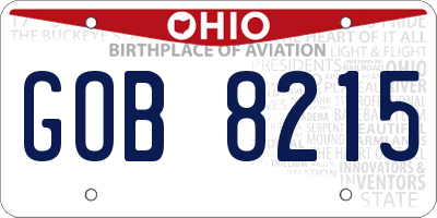 OH license plate GOB8215
