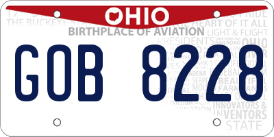 OH license plate GOB8228