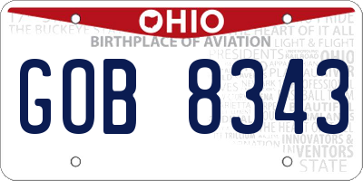 OH license plate GOB8343