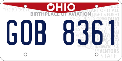 OH license plate GOB8361